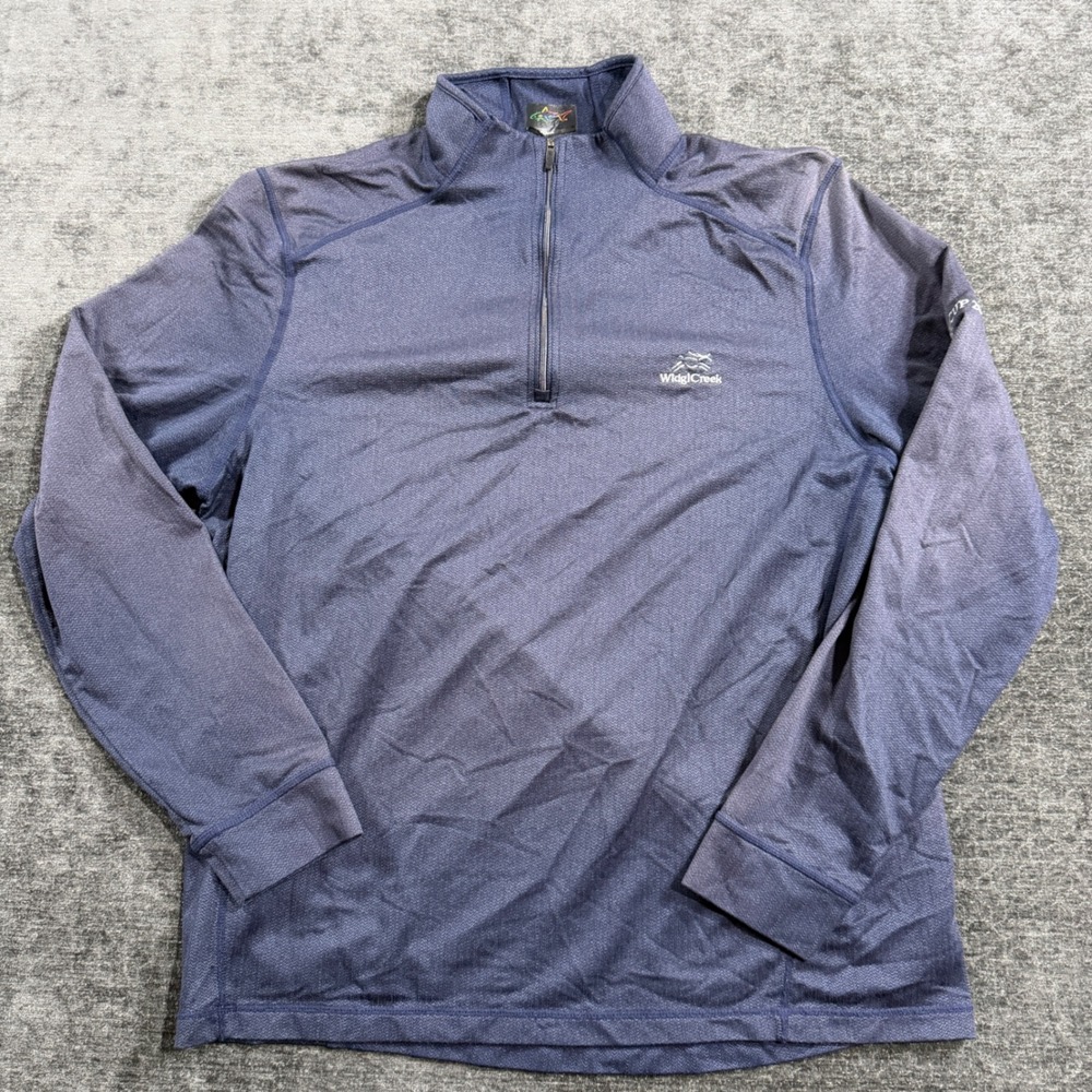 Greg Norman Play Dry Mens Blue Herringbone Quarter Zip Pullover Widgi Creek M
